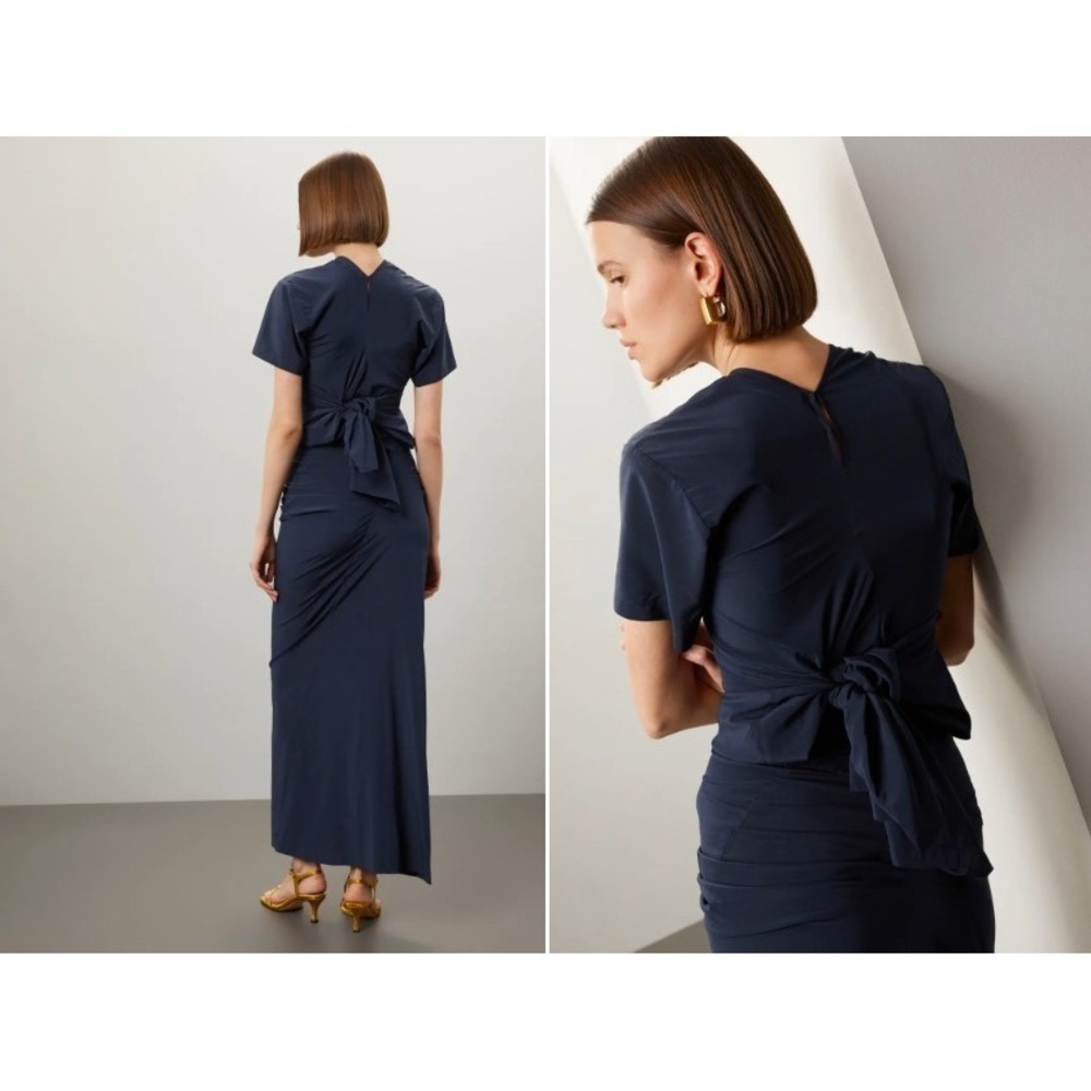 Proenza Schouler Sidney Dress Silk Blend Maxi Blue Size 2 $1390 *READ FLAW* - Picture 2 of 14
